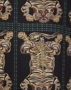 La DoubleJ Loungewear<Silk RobeTiger Tiles Black in Twill Silk