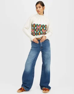 La DoubleJ Maglieria<Ski Lift SweaterArcturus Plac&eacute;e White in Jacquard