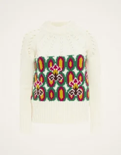 La DoubleJ Maglieria<Ski Lift SweaterArcturus Plac&eacute;e White in Jacquard