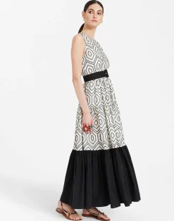 La DoubleJ Vestiti<Sleeveless Big DressSolid Ivory in Cotton Sangallo