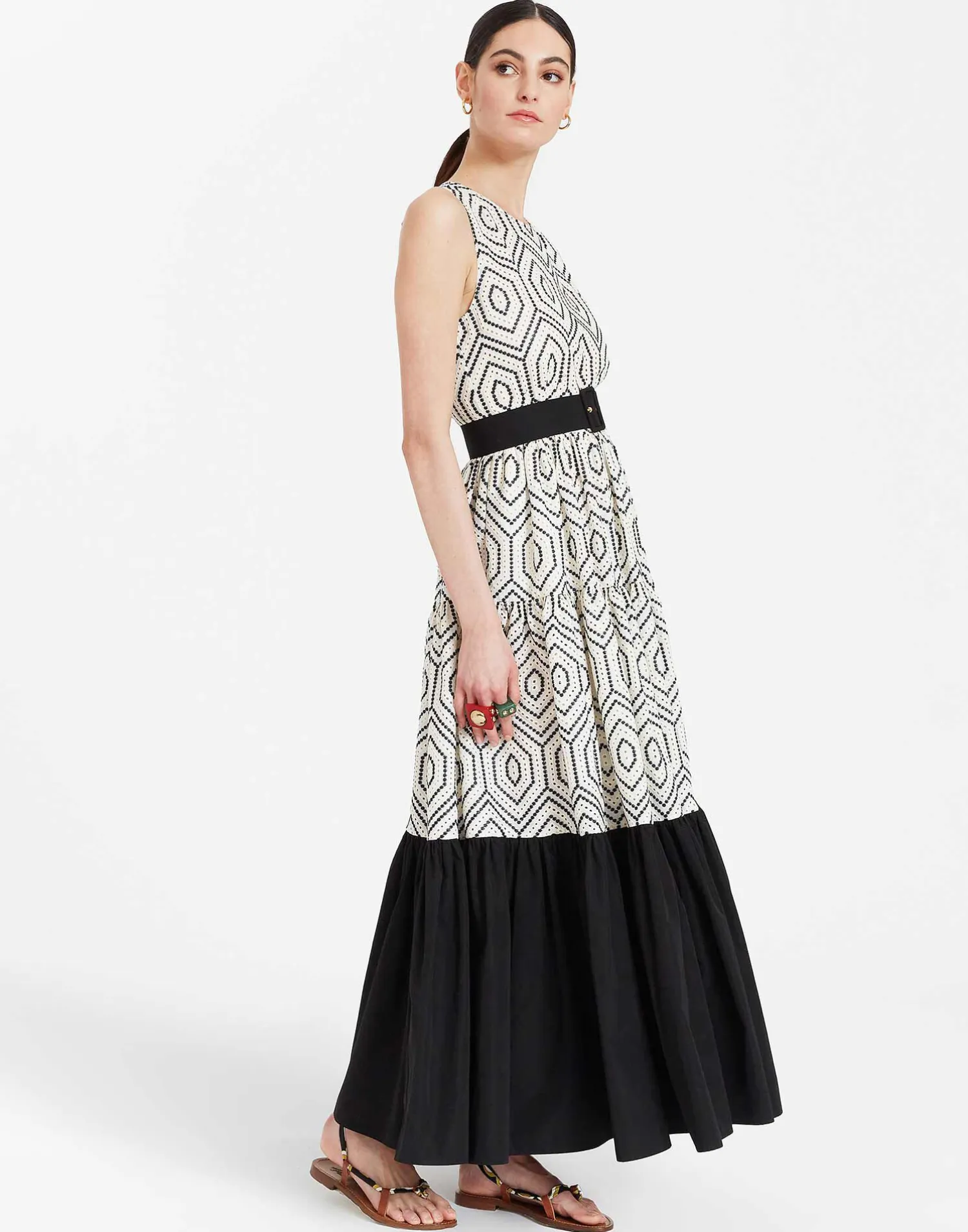 La DoubleJ Vestiti<Sleeveless Big DressSolid Ivory in Cotton Sangallo