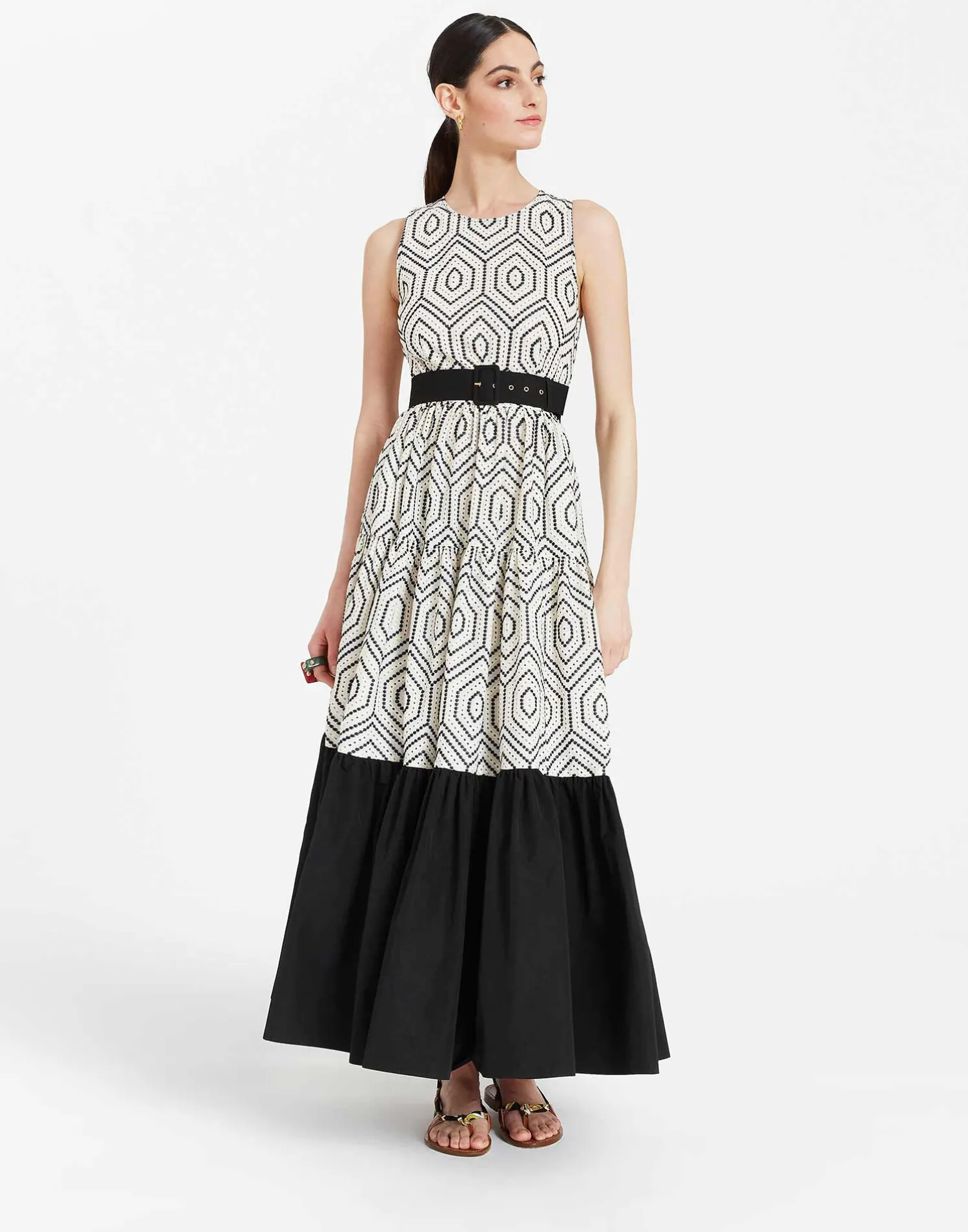 La DoubleJ Vestiti<Sleeveless Big DressSolid Ivory in Cotton Sangallo