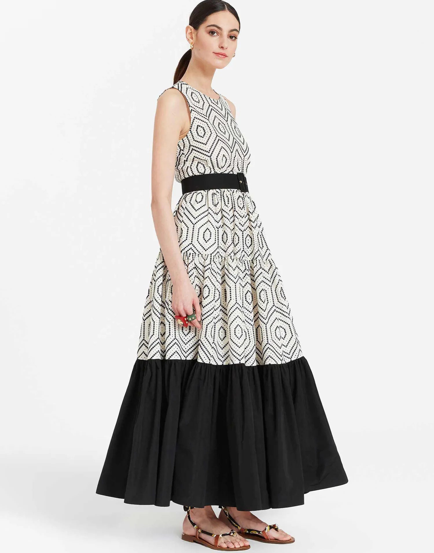 La DoubleJ Vestiti<Sleeveless Big DressSolid Ivory in Cotton Sangallo