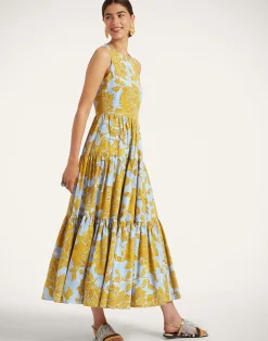 La DoubleJ Vestiti<Sleeveless Big DressTangle Light Blue in Summer Poplin