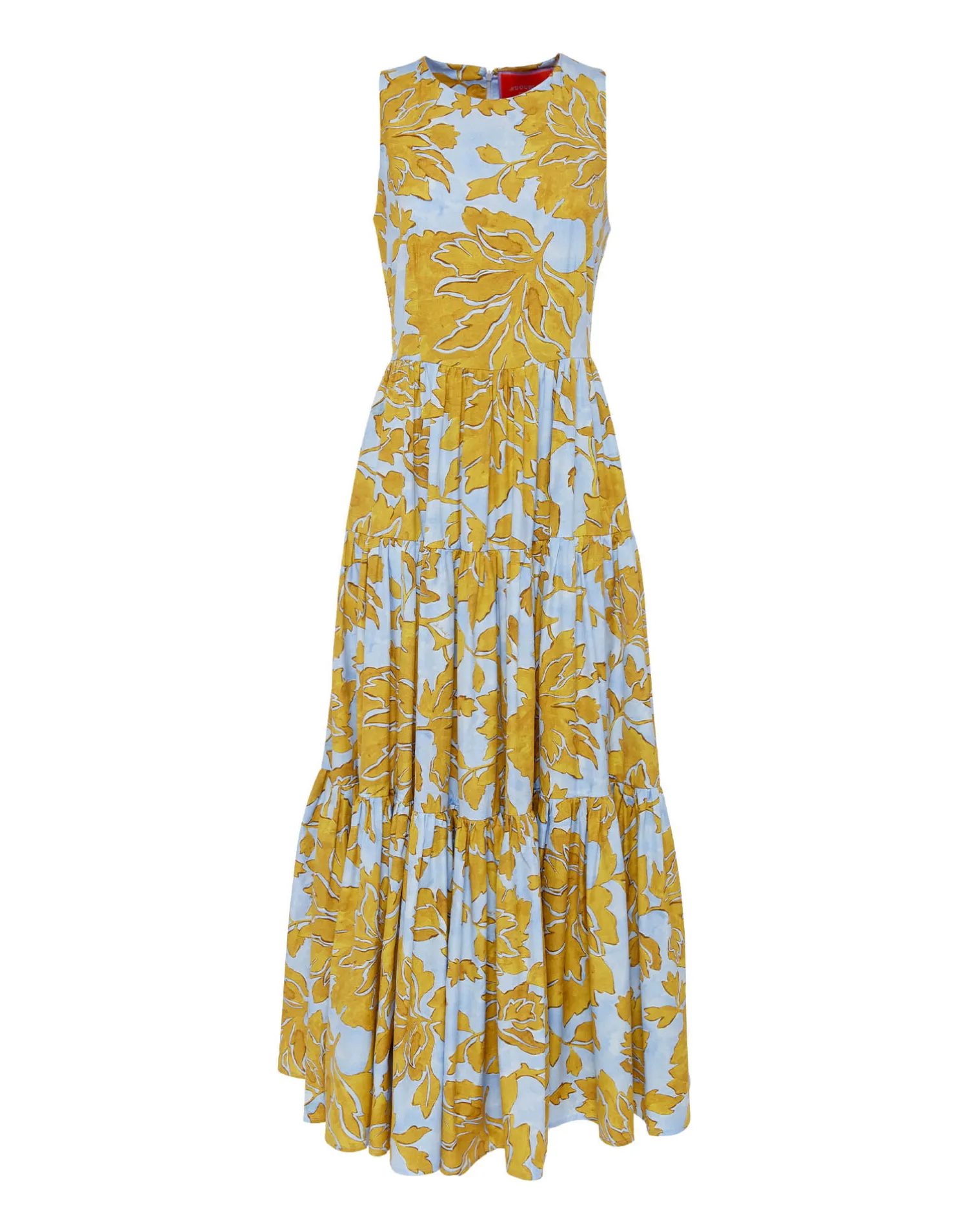 La DoubleJ Vestiti<Sleeveless Big DressTangle Light Blue in Summer Poplin