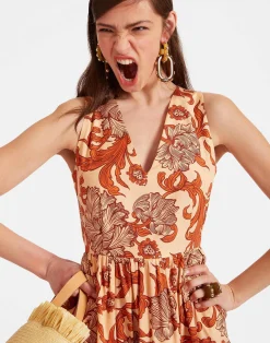 La DoubleJ Party Dressing<Sleeveless Big Dress V-NeckReef Pale Pink in Summer Poplin