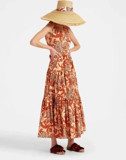La DoubleJ Vestiti<Sleeveless Big Dress V-NeckReef Pale Pink in Summer Poplin