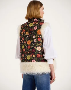 La DoubleJ Capispalla<Sleeveless Folk JacketBotticelli Black in Compact Jersey