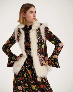 La DoubleJ Capispalla<Sleeveless Folk JacketBotticelli Black in Compact Jersey