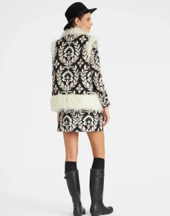 La DoubleJ Capispalla<Sleeveless Folk JacketGhirlanda Black in Compact Jersey
