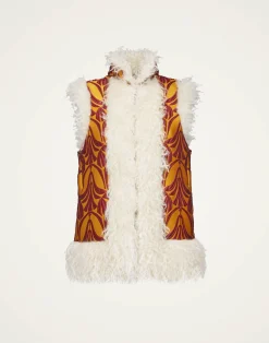 La DoubleJ Capispalla<Sleeveless Folk JacketPapyrus Gold in Jacquard