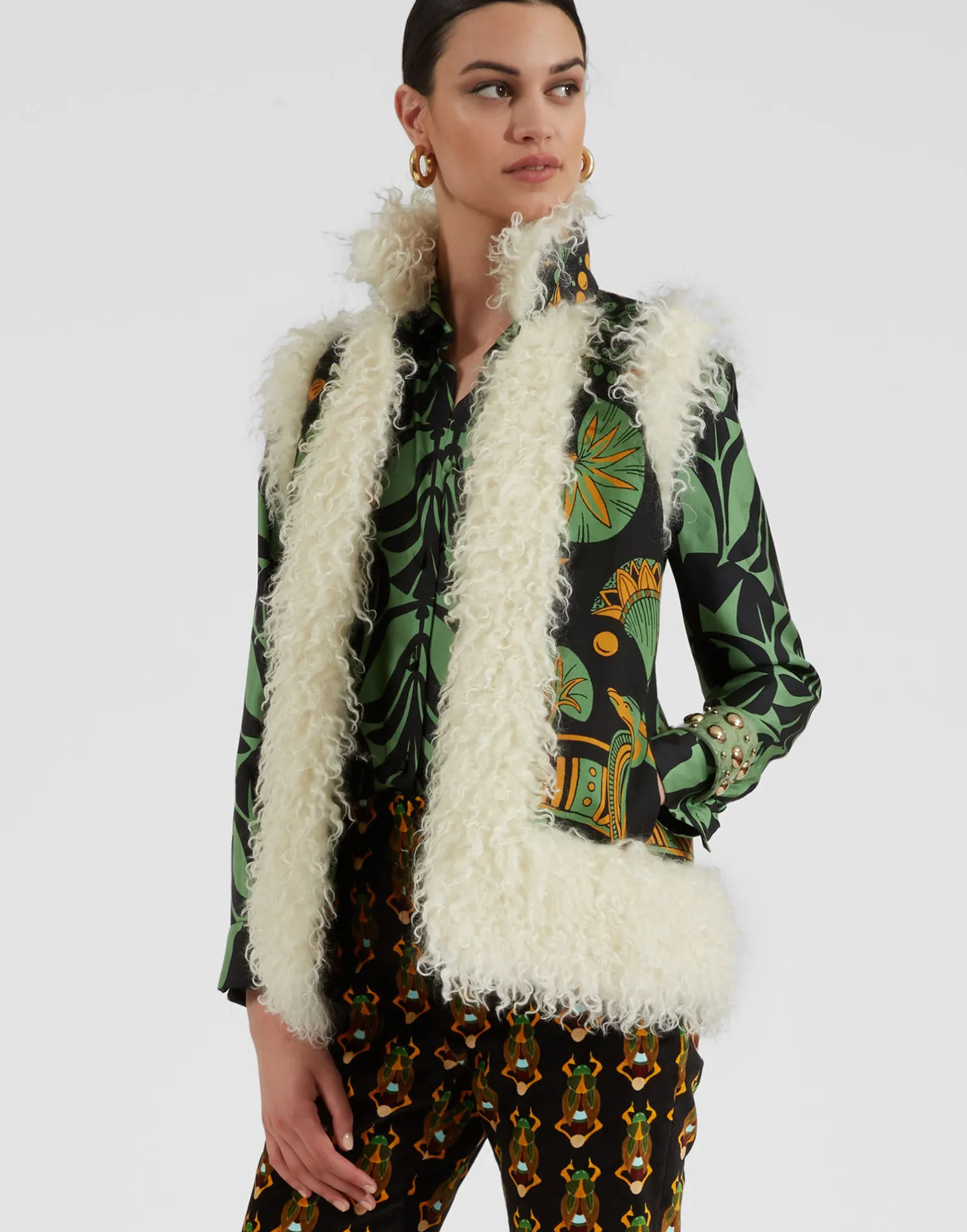 La DoubleJ Capispalla<Sleeveless Folk JacketThe Nile Placée Black in Faille