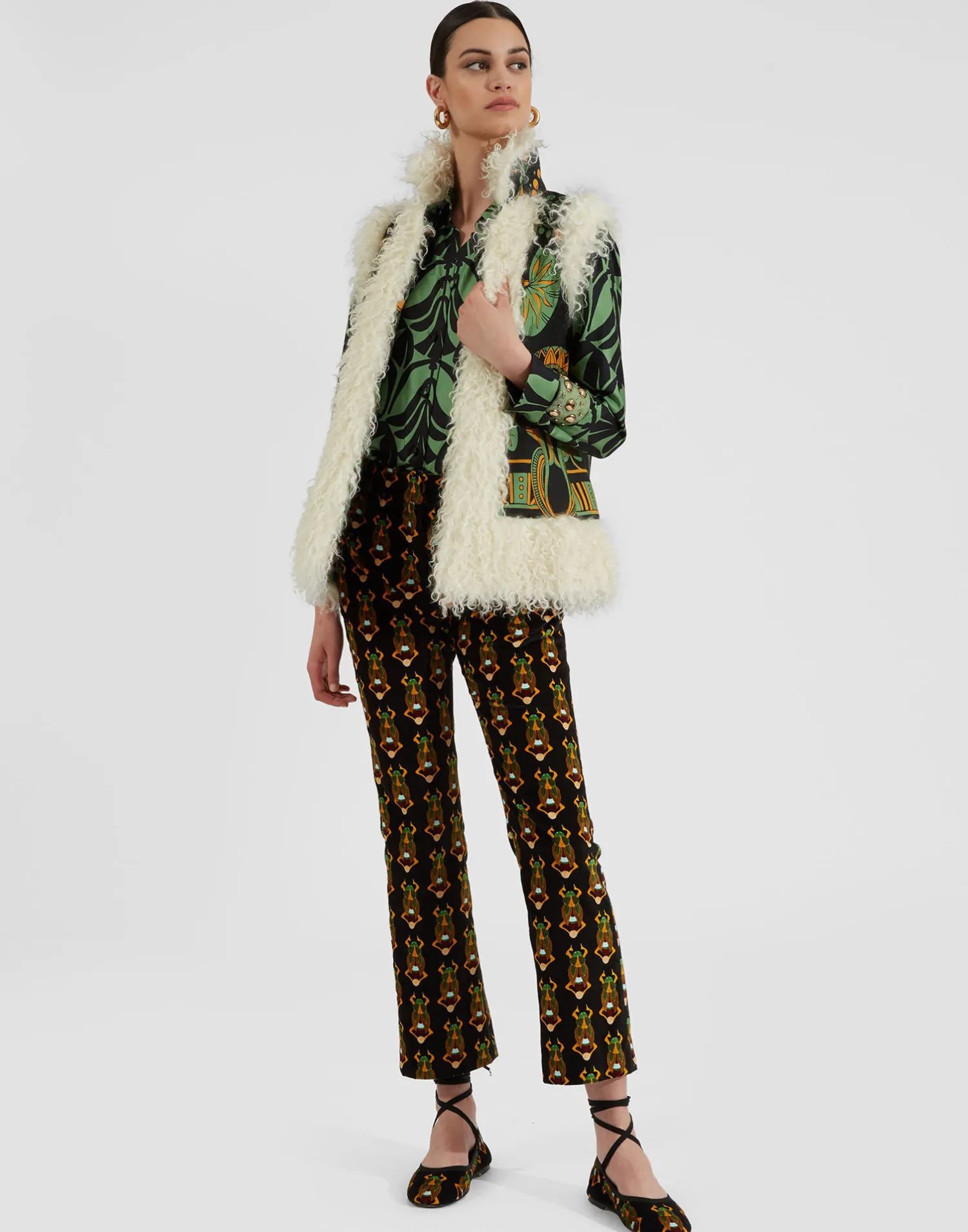 La DoubleJ Capispalla<Sleeveless Folk JacketThe Nile Placée Black in Faille