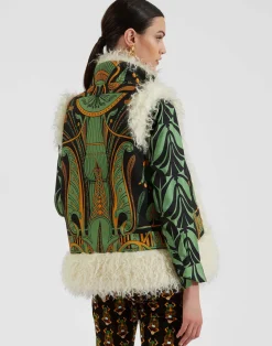 La DoubleJ Capispalla<Sleeveless Folk JacketThe Nile Placée Black in Faille