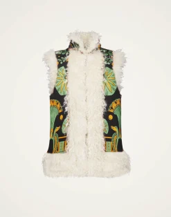 La DoubleJ Capispalla<Sleeveless Folk JacketThe Nile Placée Black in Faille
