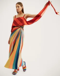 La DoubleJ Vestiti<Slip-Around DressRainbow in Crepe De Chine