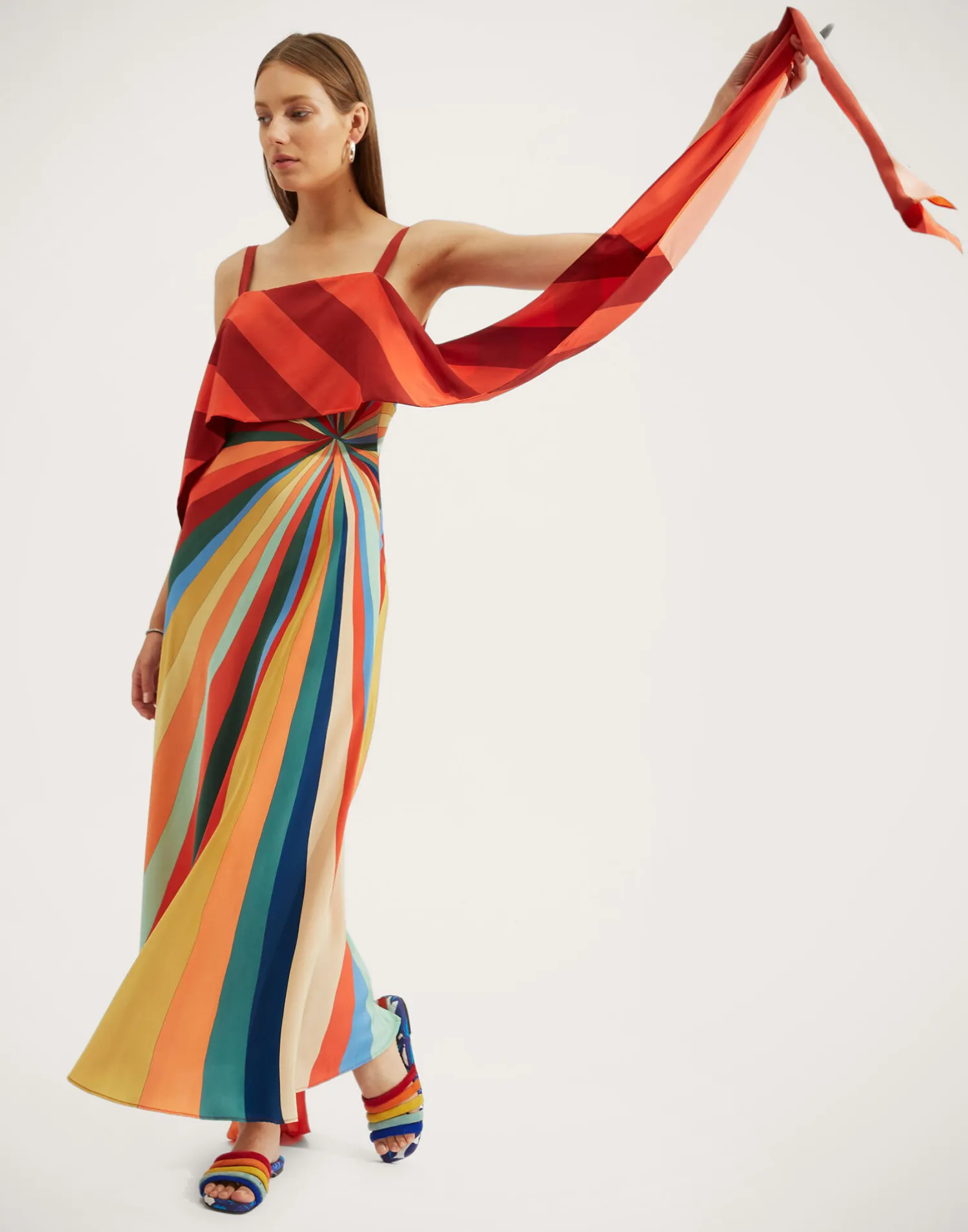 La DoubleJ Vestiti<Slip-Around DressRainbow in Crepe De Chine