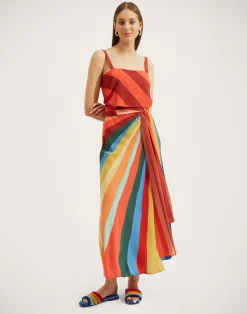 La DoubleJ Vestiti<Slip-Around DressRainbow in Crepe De Chine