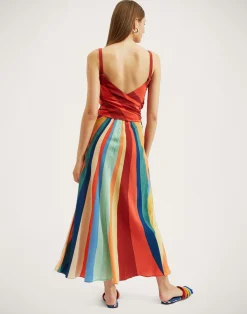 La DoubleJ Vestiti<Slip-Around DressRainbow in Crepe De Chine