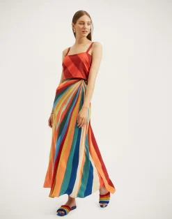 La DoubleJ Vestiti<Slip-Around DressRainbow in Crepe De Chine