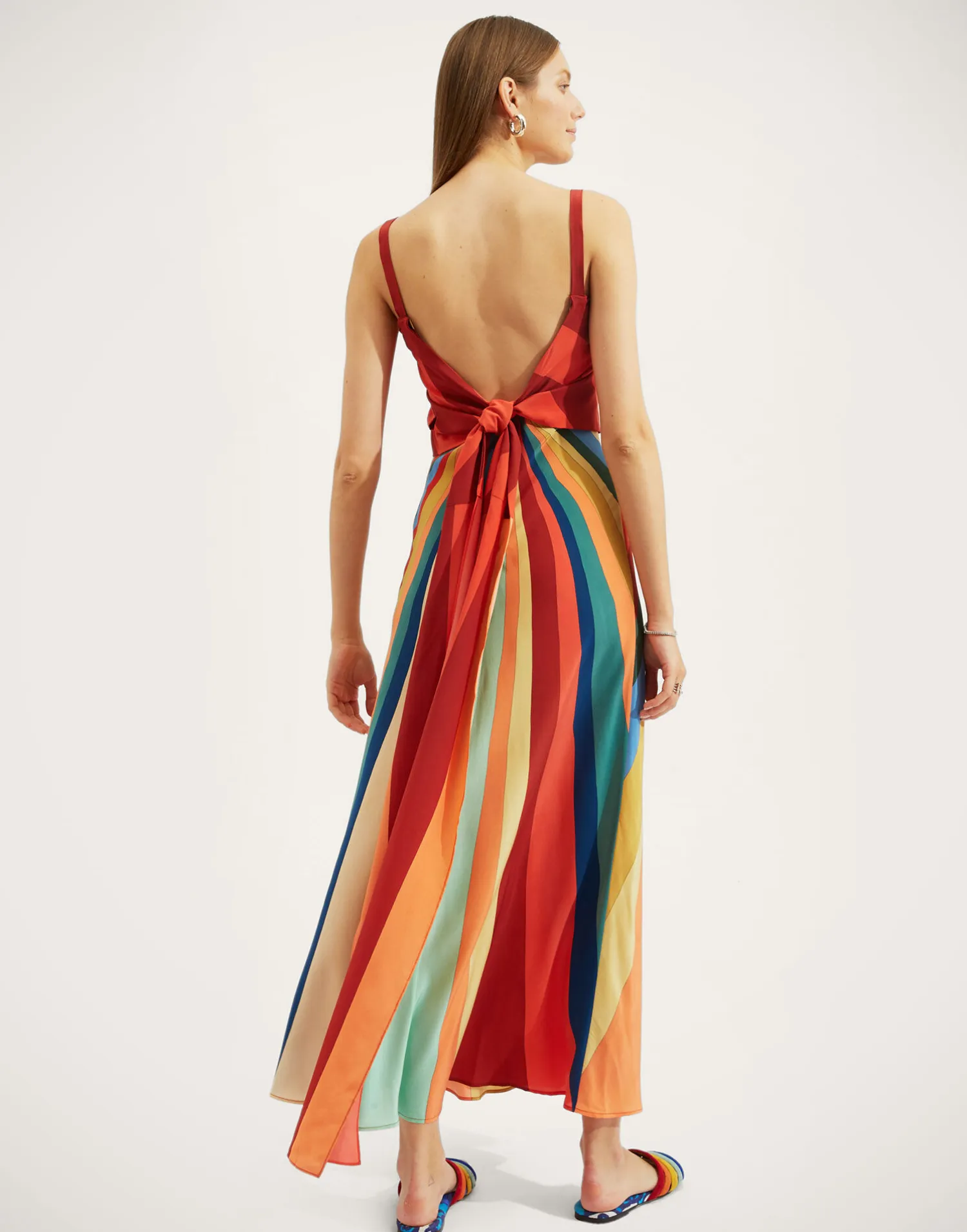 La DoubleJ Vestiti<Slip-Around DressRainbow in Crepe De Chine