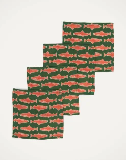 La DoubleJ Tovaglioli|Tessili<Small Napkins Set Of 4Como Fish Green Small in Linen