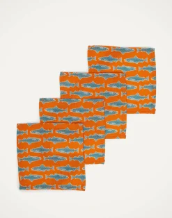 La DoubleJ Tovaglioli|Tessili<Small Napkins Set Of 4Como Fish Orange Small in Linen