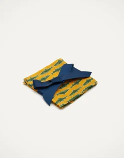 La DoubleJ Tovaglioli|Tessili<Small Napkins Set Of 4Como Fish Yellow Small in Linen