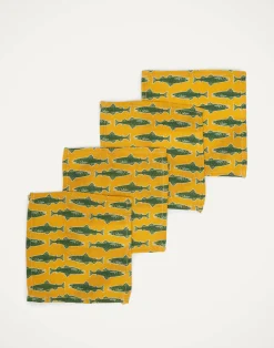 La DoubleJ Tovaglioli|Tessili<Small Napkins Set Of 4Como Fish Yellow Small in Linen