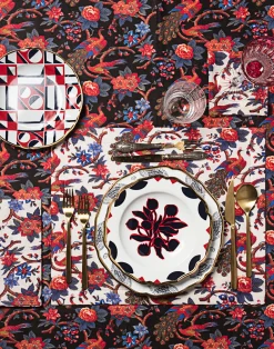 La DoubleJ Tovaglie|Tessili<Small TableclothPavone Nero in Linen