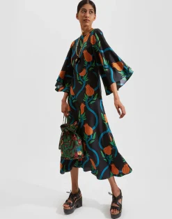 La DoubleJ Vestiti<Sorella DressMelograno Nero in Silk Twill
