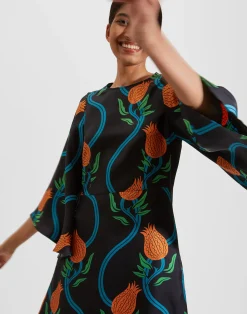La DoubleJ Vestiti<Sorella DressMelograno Nero in Silk Twill