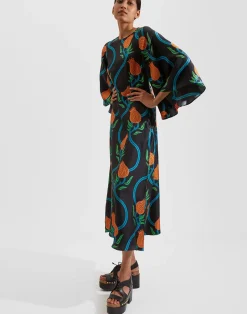 La DoubleJ Vestiti<Sorella DressMelograno Nero in Silk Twill