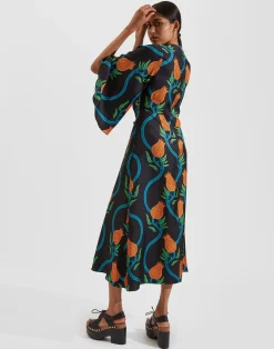 La DoubleJ Vestiti<Sorella DressMelograno Nero in Silk Twill