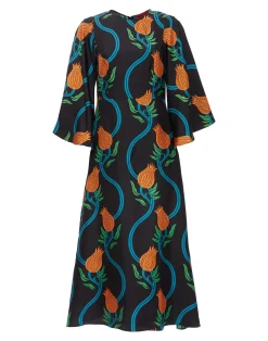 La DoubleJ Vestiti<Sorella DressMelograno Nero in Silk Twill