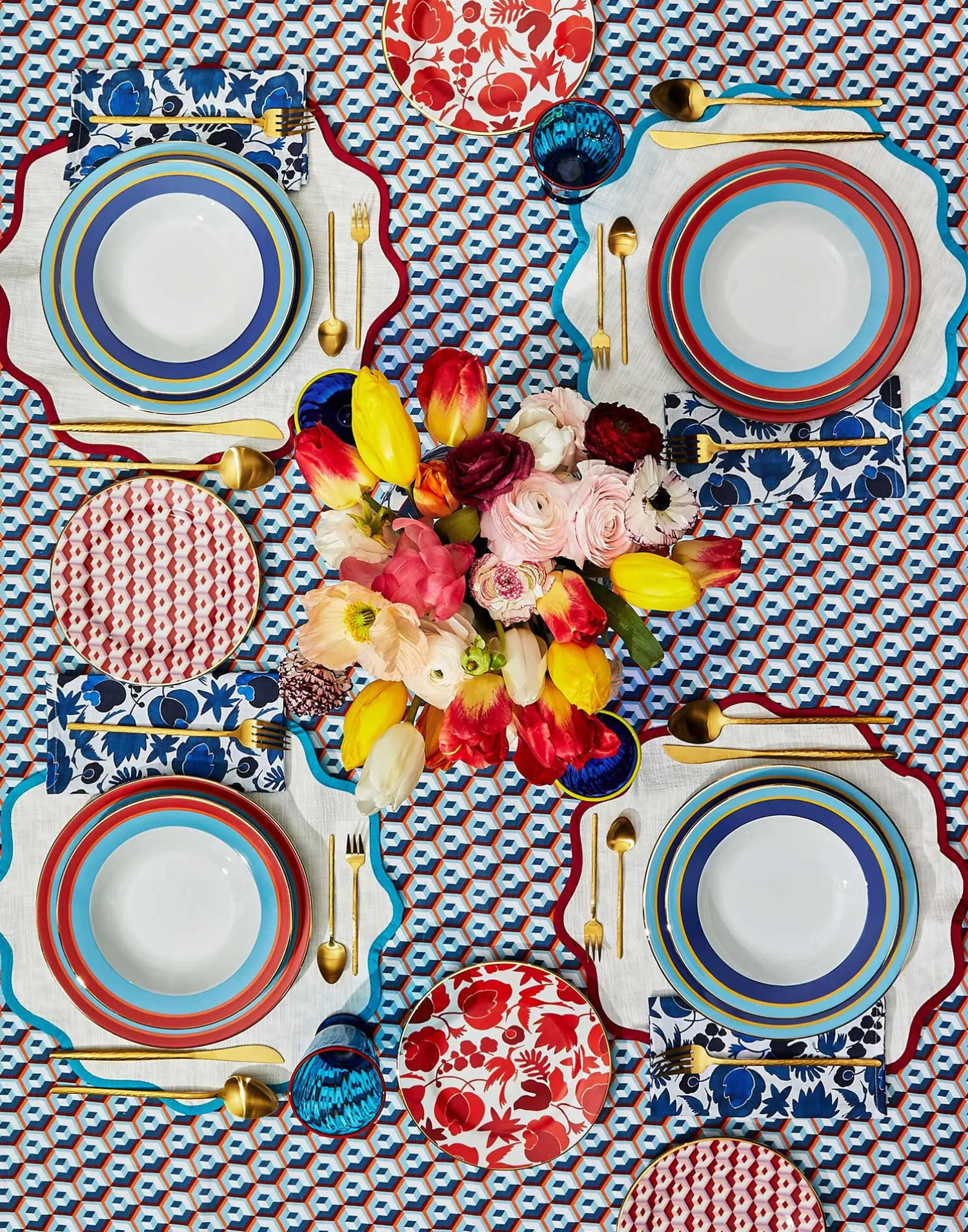 La DoubleJ Piatti|Tavola<Soup Plates Set Of 2Rainbow Azure in Porcelain