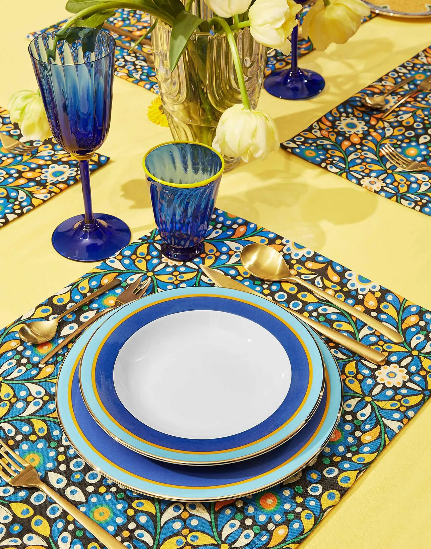 La DoubleJ Piatti|Tavola<Soup Plates Set Of 2Rainbow Blue in Porcelain