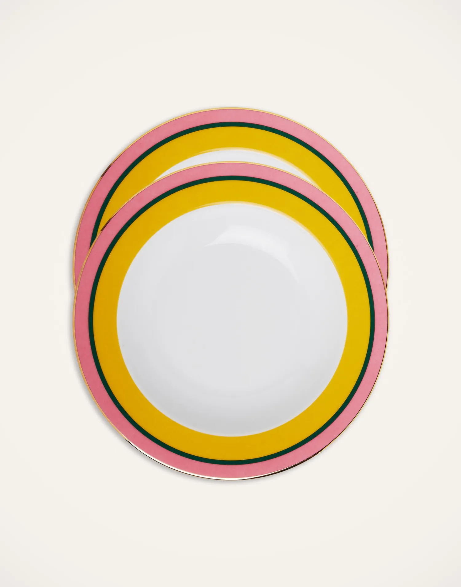 La DoubleJ Piatti|Tavola<Soup Plates Set Of 2Rainbow Yellow in Porcelain