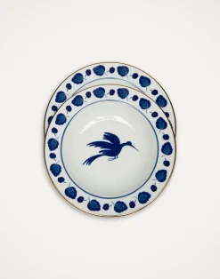 La DoubleJ Piatti|Tavola<Soup Plates Set Of 2Wildbird Blue in Porcelain