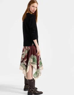 La DoubleJ Vestiti<Sporty Foulard DressPortal Plac&eacute;e Brown in Heavy Jersey