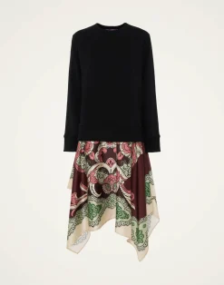 La DoubleJ Vestiti<Sporty Foulard DressPortal Plac&eacute;e Brown in Heavy Jersey