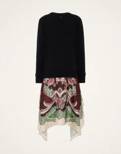 La DoubleJ Vestiti<Sporty Foulard DressPortal Plac&eacute;e Brown in Heavy Jersey