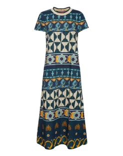 La DoubleJ Vestiti<Sporty Swing DressCasareale Barr&eacute; Plac&egrave;e Emerald in Cotton Jersey