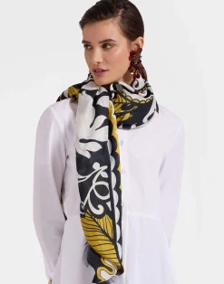 La DoubleJ Foulard E Sciarpe|Accessories<Square ScarfMarea Black & White in Modal Silk