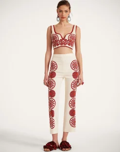 La DoubleJ Pantaloni E Shorts<Stretch PantsMedallion Plac&eacute;e Cream in Envers Satin