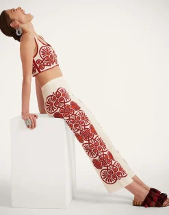 La DoubleJ Pantaloni E Shorts<Stretch PantsMedallion Plac&eacute;e Cream in Envers Satin