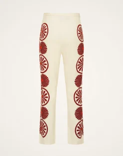 La DoubleJ Pantaloni E Shorts<Stretch PantsMedallion Plac&eacute;e Cream in Envers Satin