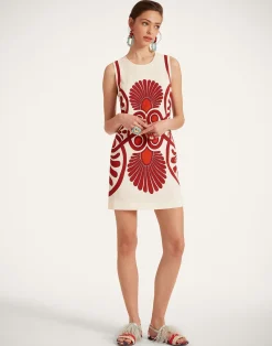 La DoubleJ Camicie E Top|Vestiti<Stretch TunicMedallion Placée Cream in Envers Satin