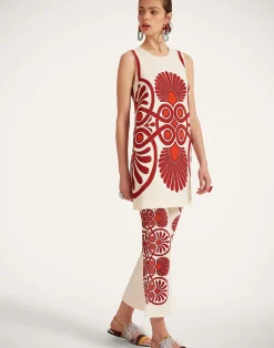 La DoubleJ Camicie E Top|Vestiti<Stretch TunicMedallion Plac&eacute;e Cream in Envers Satin