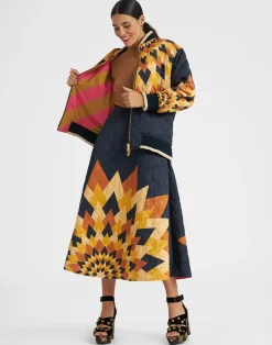 La DoubleJ Capispalla<Suki JacketEgyptian Sun Plac&eacute;e Gold in Quilted Twill